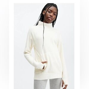 Fabletics Cream Funnel Neck Sweatshirt